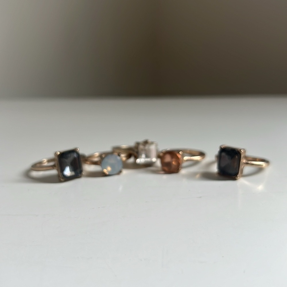 Set a five gold gemstone stackable rings Size 7 - Picture 8 of 15